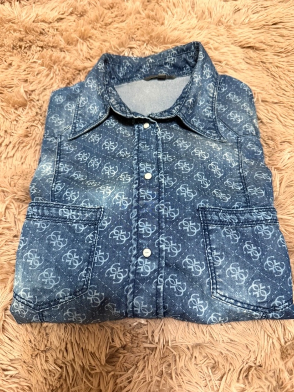 Guess Denim Print Button-Up Shirt